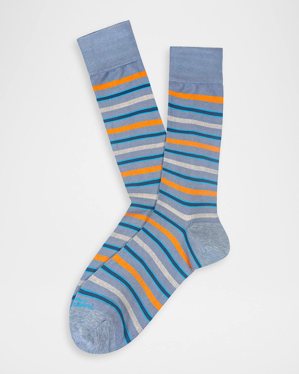 Marcoliani Men's Modal Multi-stripe Crew Socks In Blue