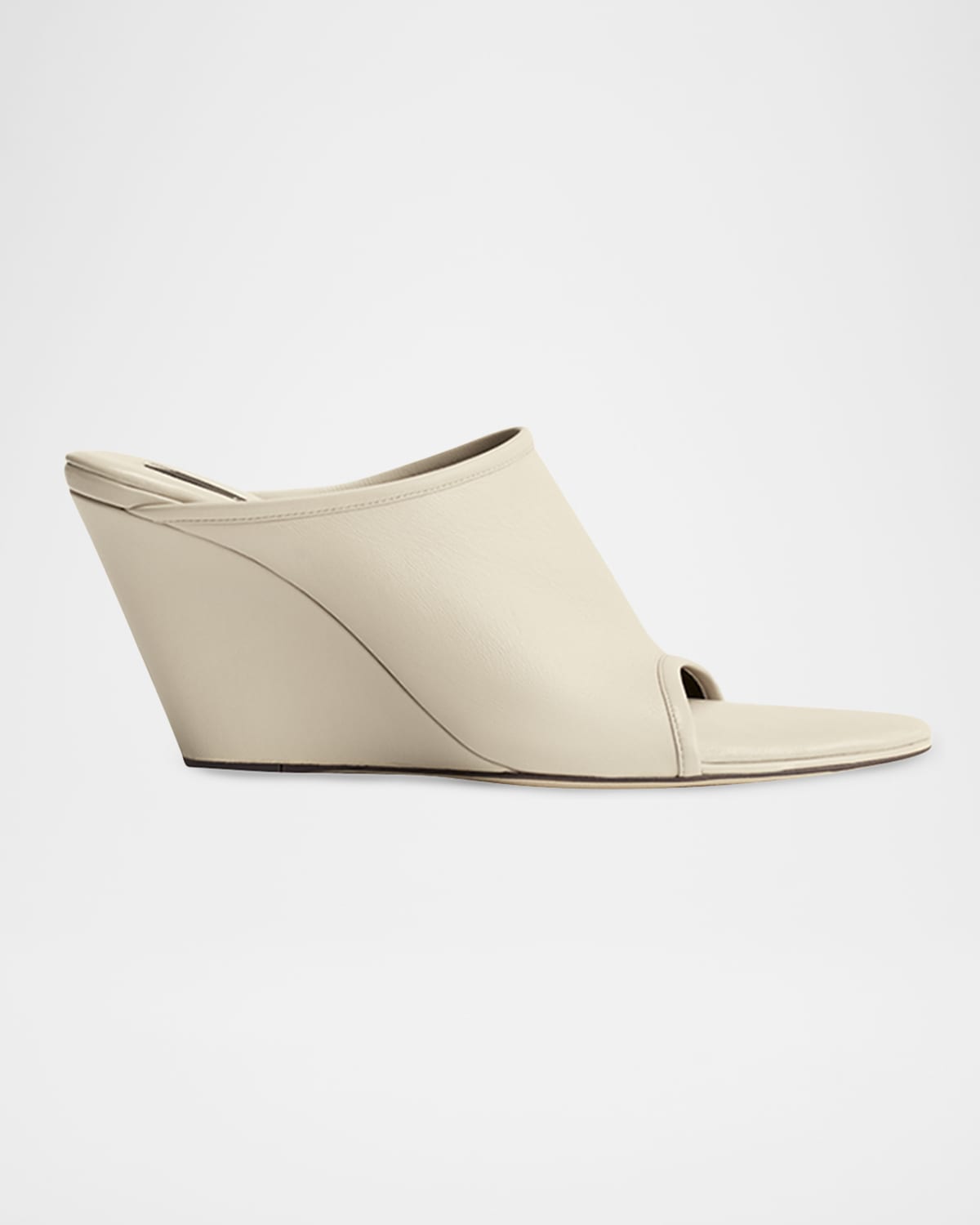 Christen Stretch Leather Wedge Slide Sandals In Neutral
