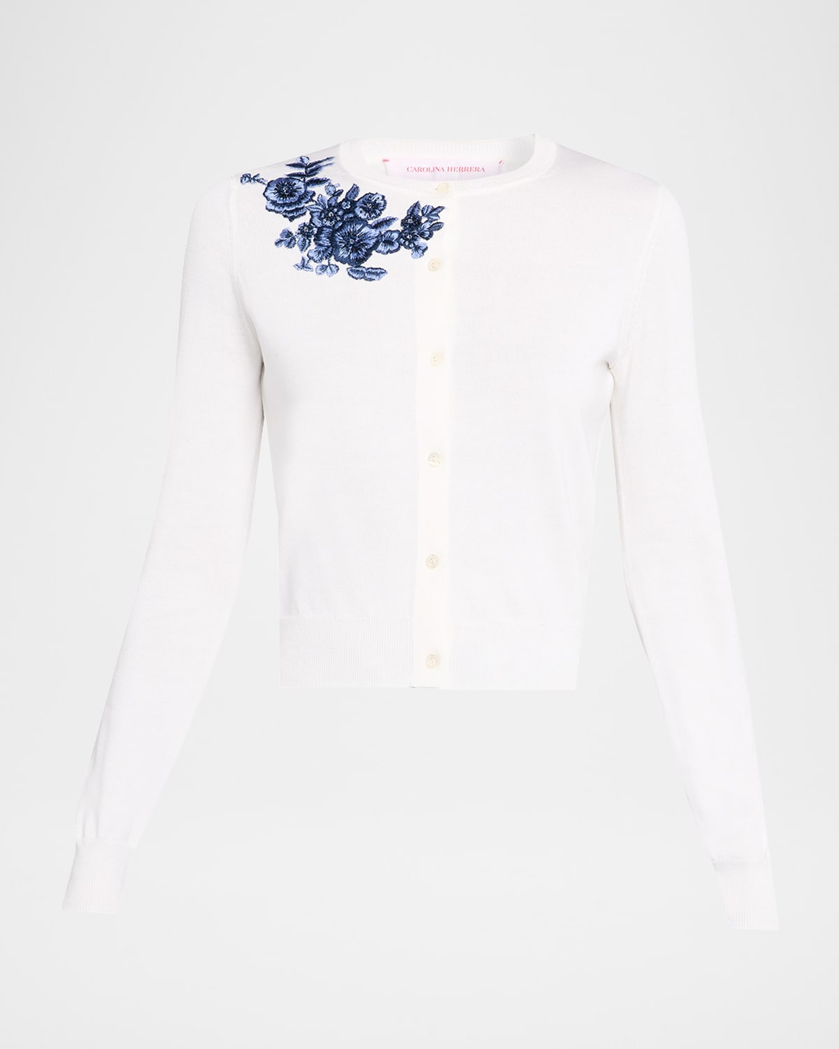 Floral Embroidered Crewneck Cardigan