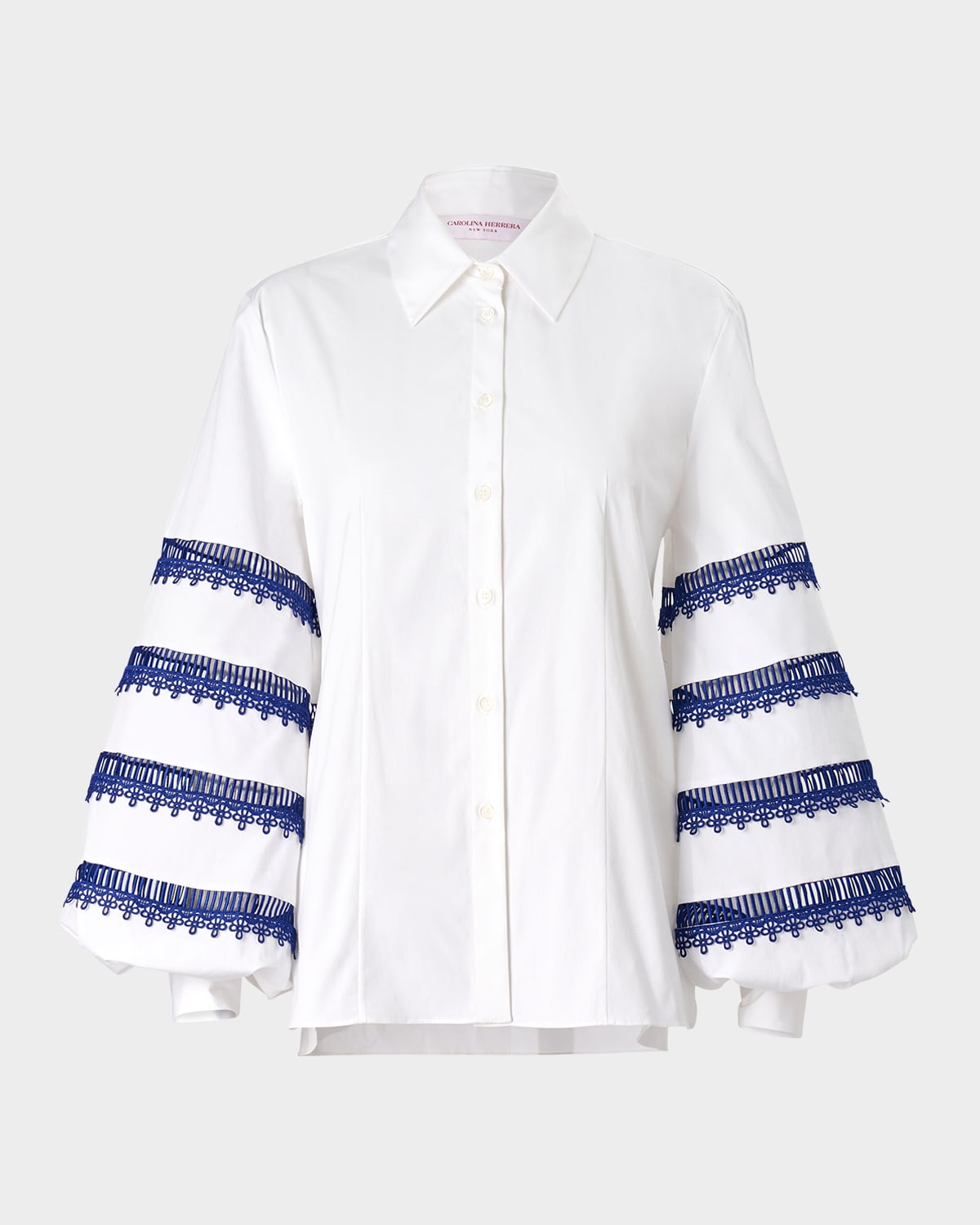 Carolina Herrera Embroidered Puff-sleeve Button-down Shirt