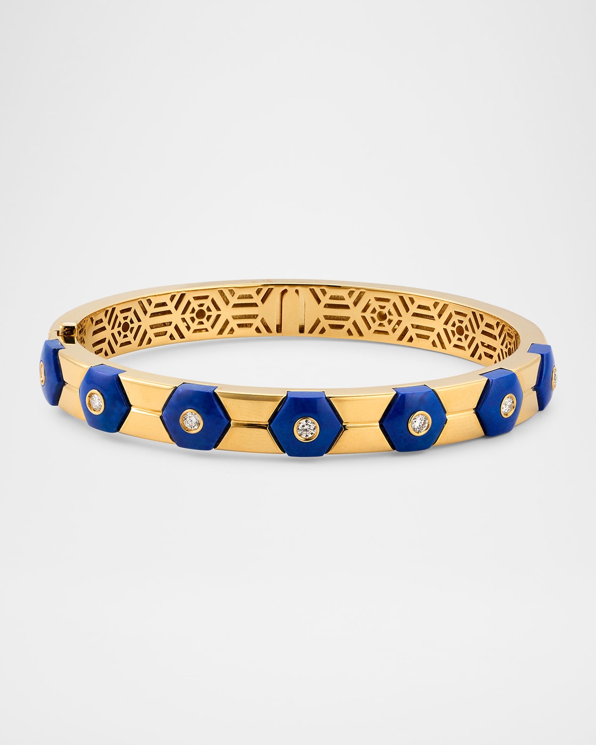 Baia Sommersa Bangle in 18K Yellow Gold with White Diamonds and Lapis
