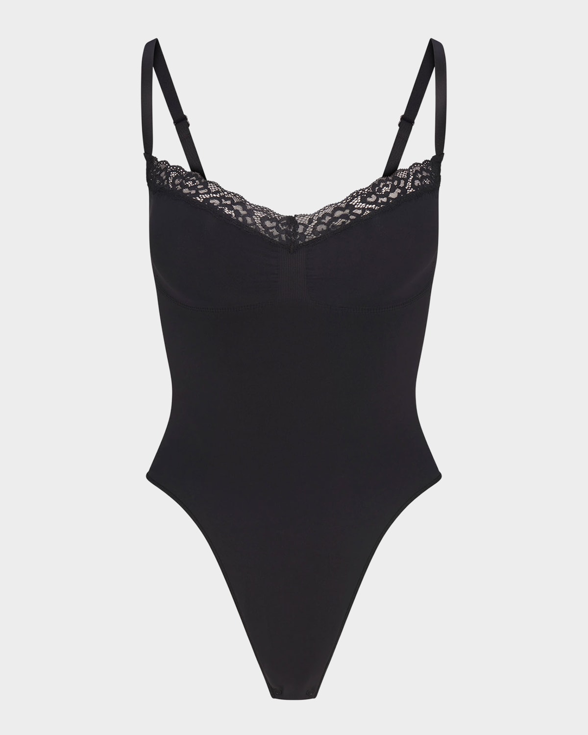 Seamless Sculpt Lace-Trim Thong Bodysuit