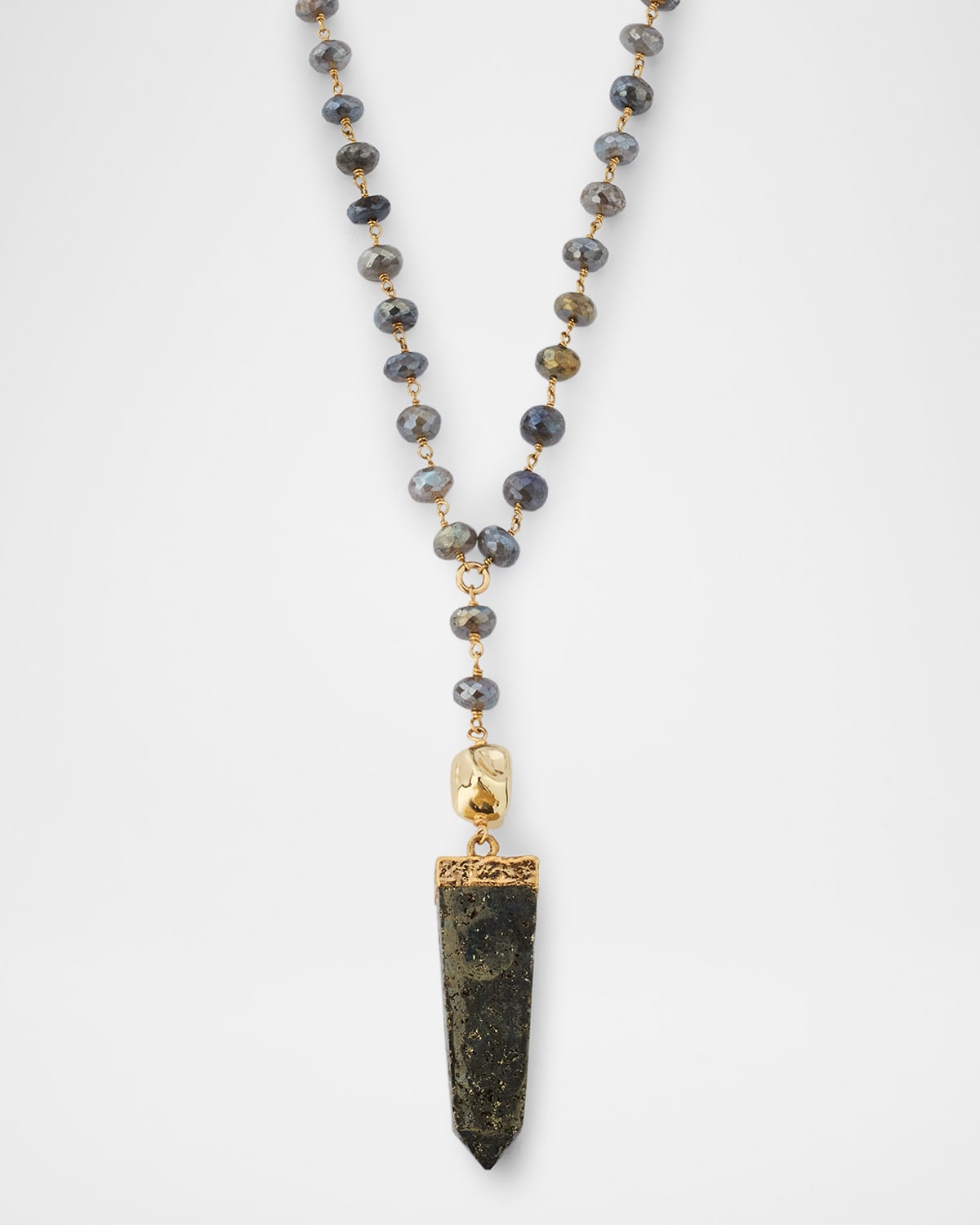 Labradorite Station and Pyrite Pendant Necklace