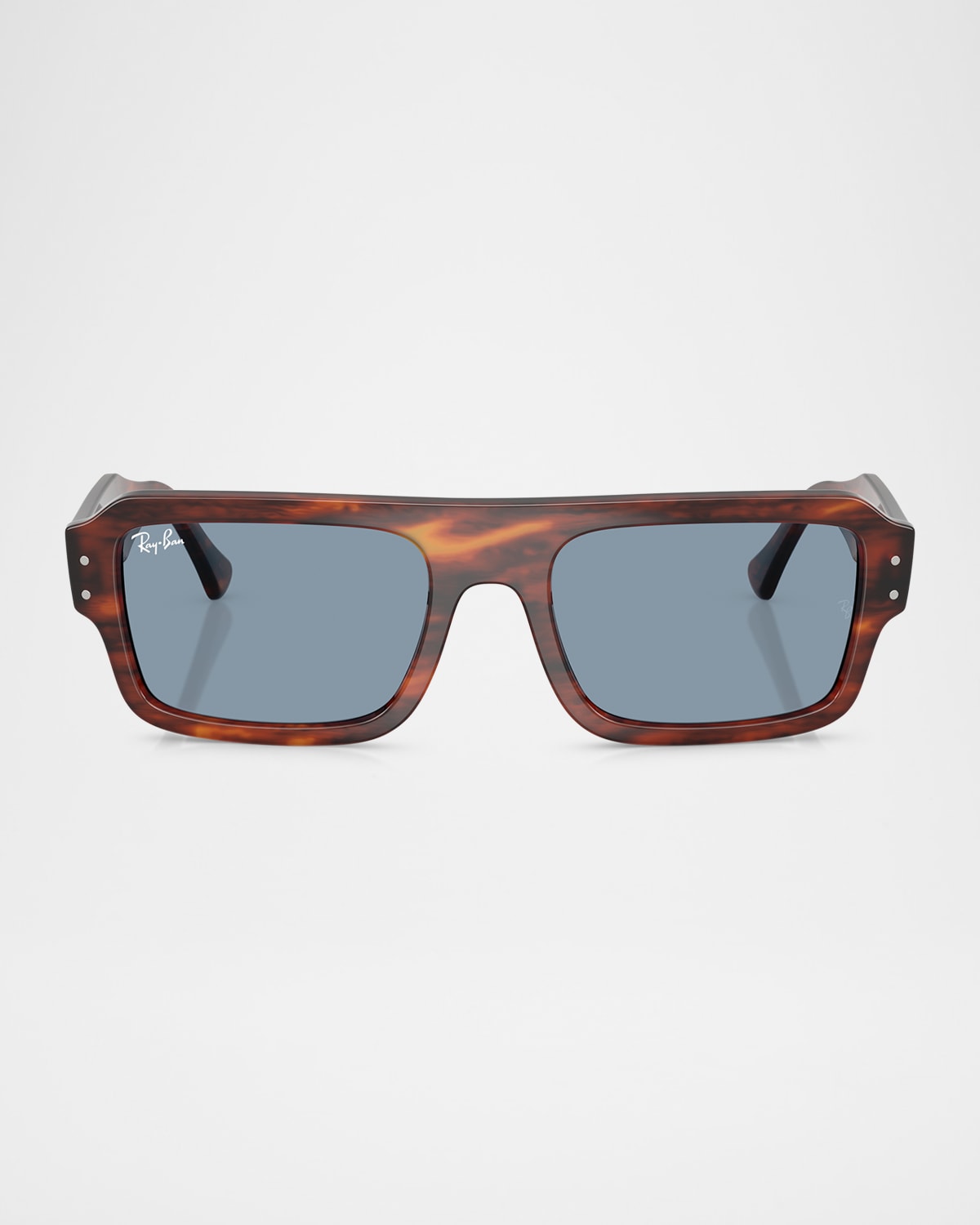 Ray Ban Rb4454 Havana Rectangular Sunglasses In Striped Havana