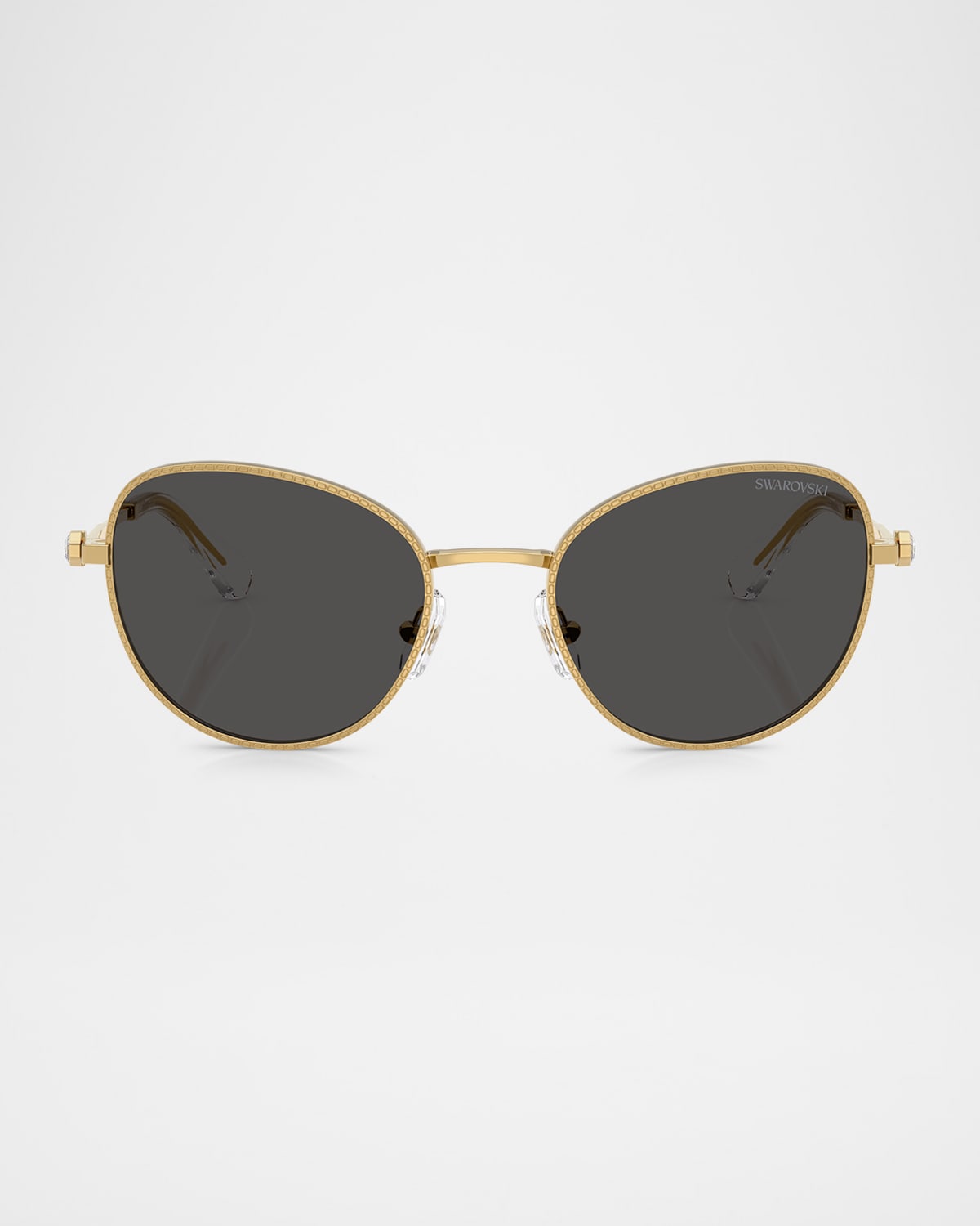 Shop Swarovski Sk7032 Crystal Metal Round Sunglasses In Gold