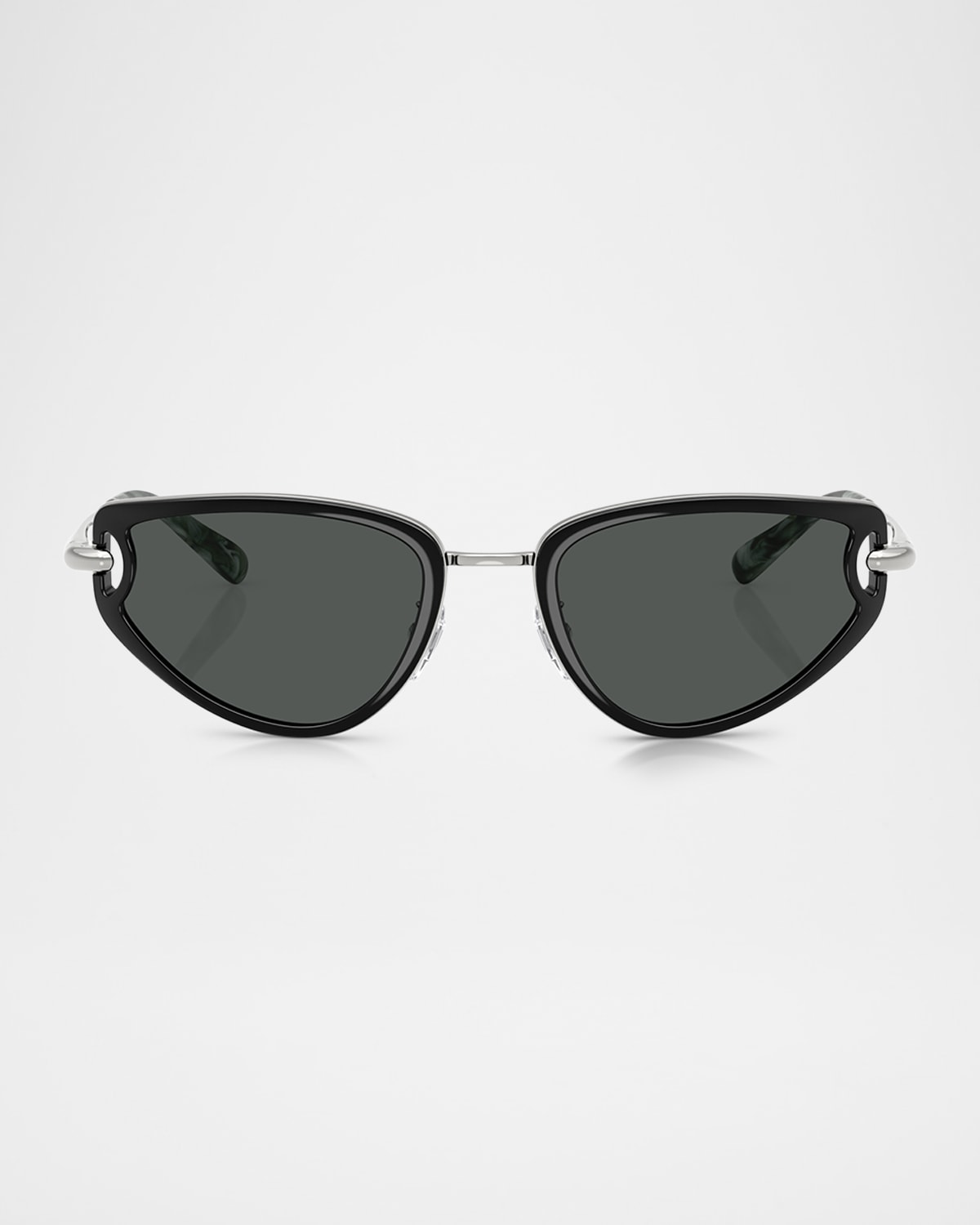 Tory Burch Ty6115 Cat Eye Metal Sunglasses In Black
