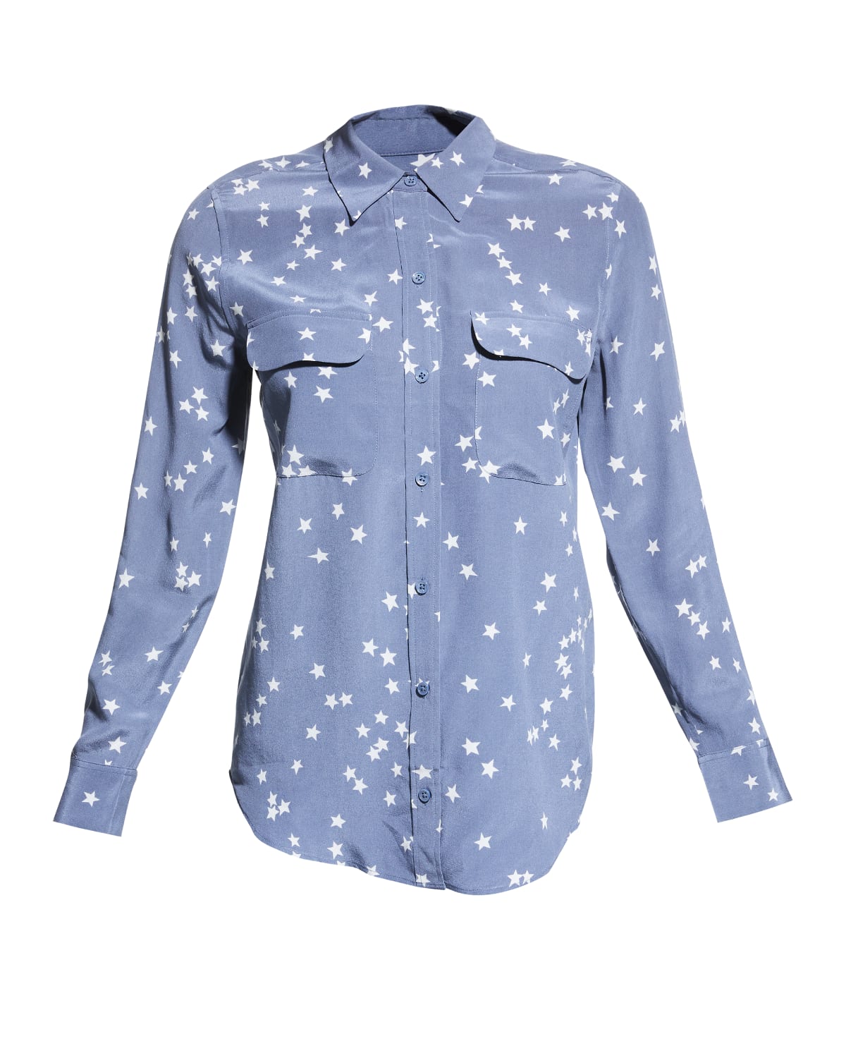 Equipment Slim Signature Printed Washed-silk Shirt In Bluestone