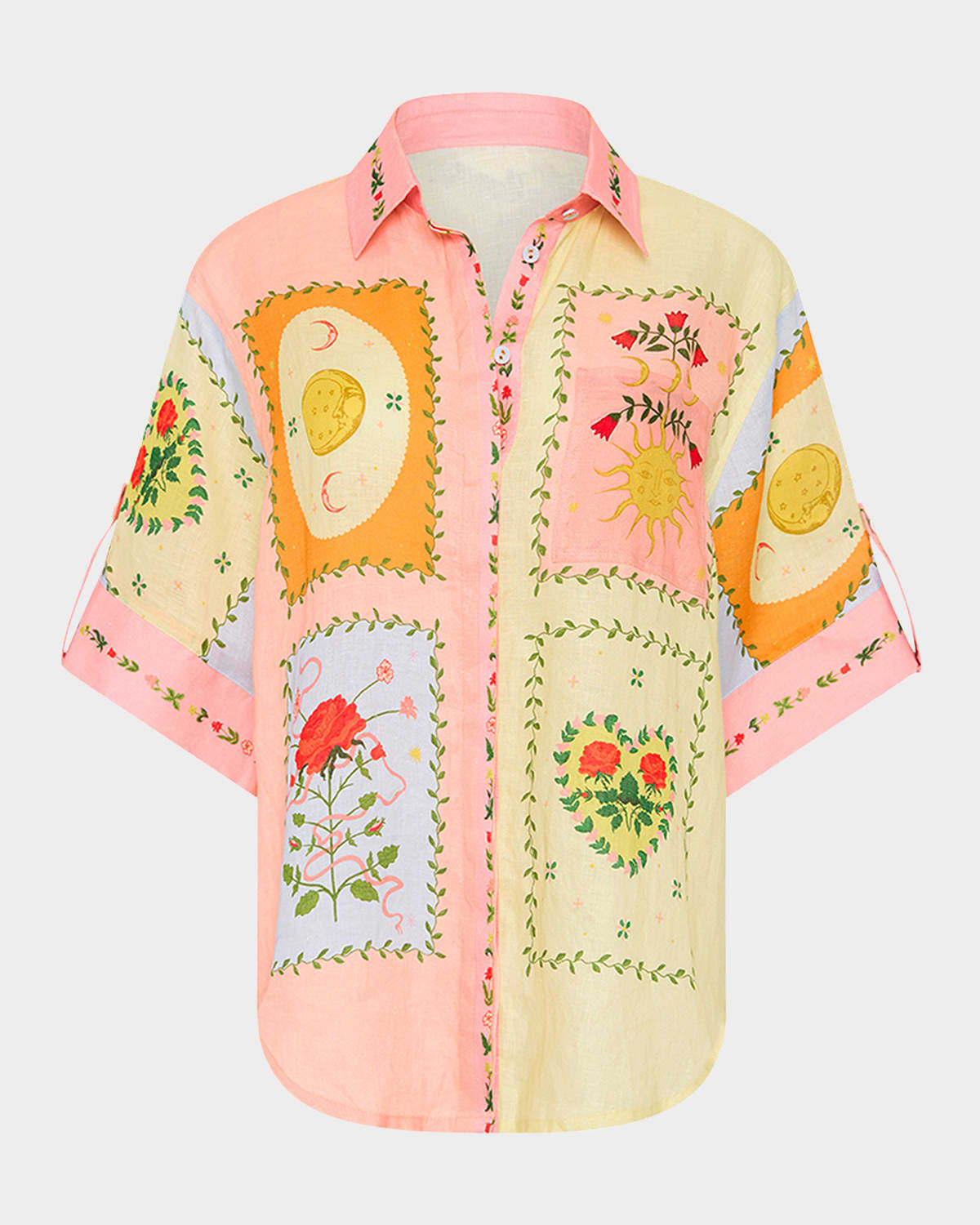 Palm Noosa Siesta Tile-print Linen Shirt In Siesta Tile