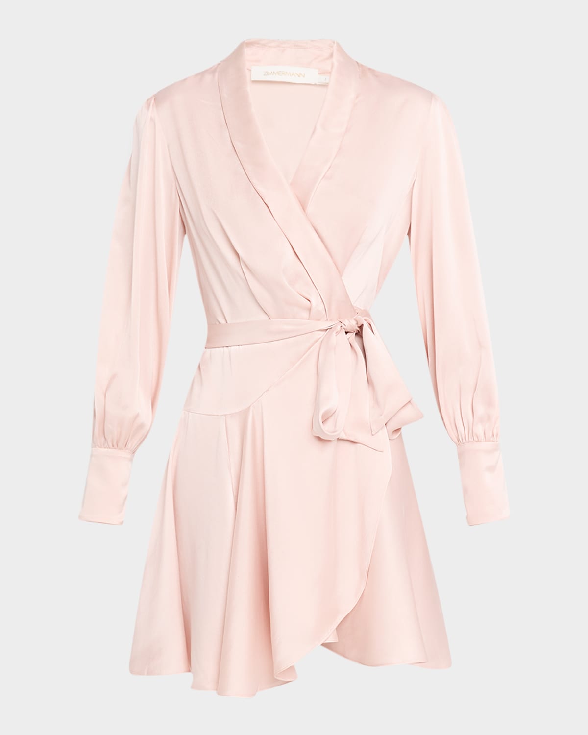 Zimmermann Silk Wrap Mini Dress In Pink