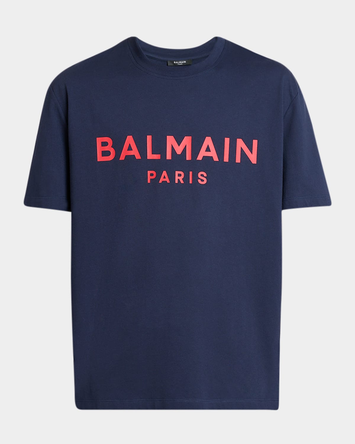 Balmain Blue Crewneck T-shirt With Logo Lettering Print On The Front In Blue