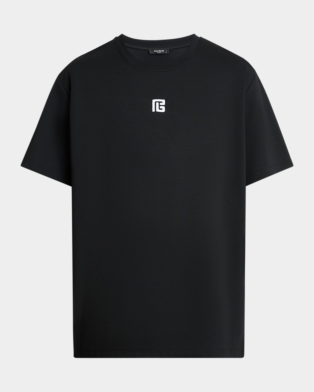 Balmain Black Crewneck T-shirt With Logo Print On The Front In Cotton Man
