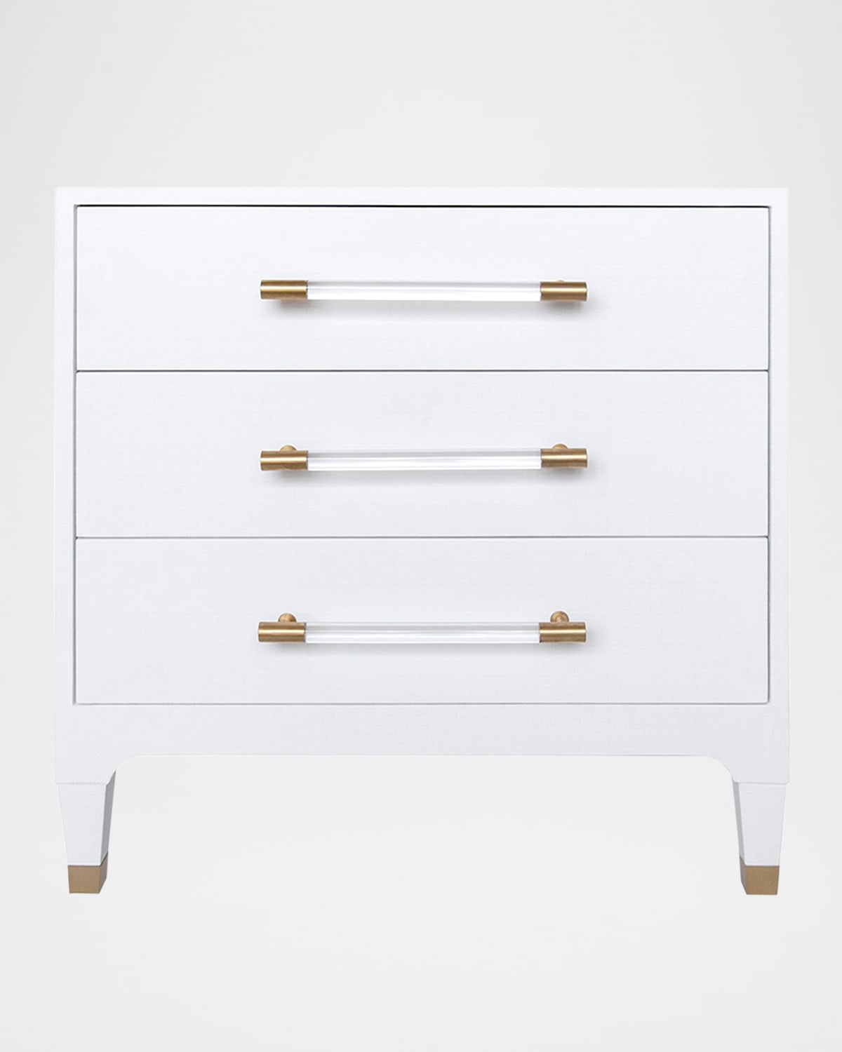 Worlds Away Amber 3-drawer Side Table In White