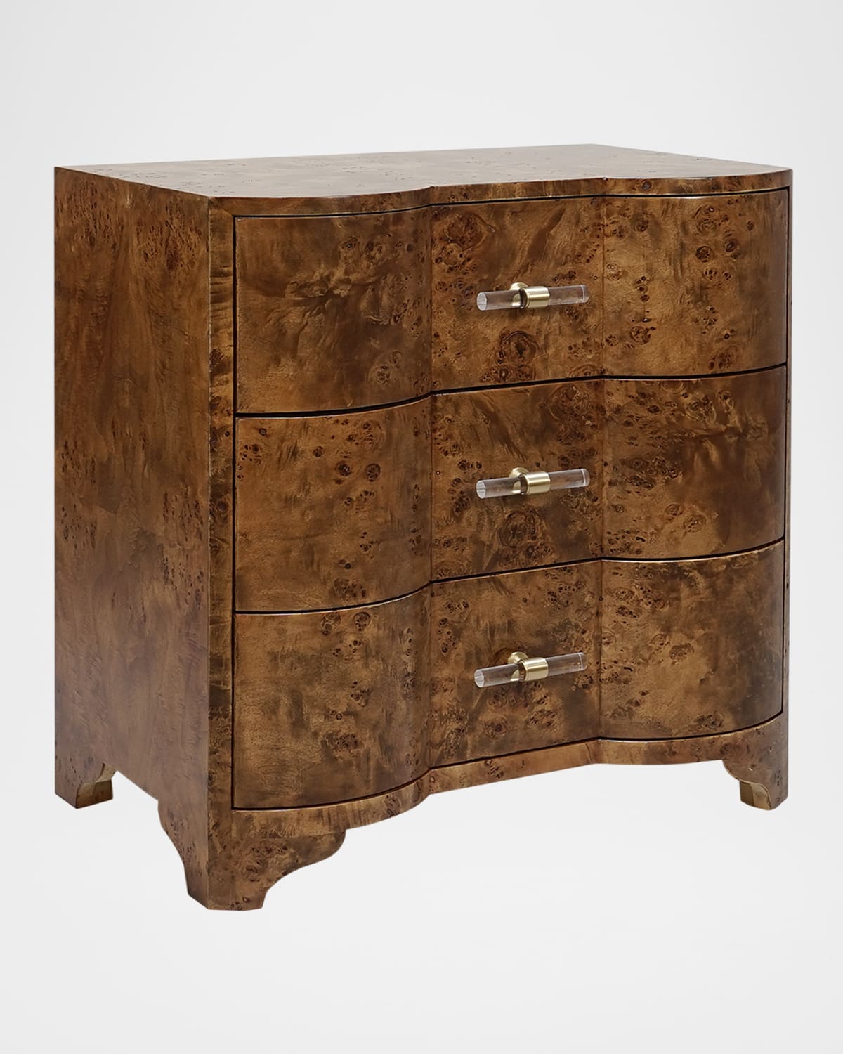 Worlds Away Calvin 3-drawer Side Table In Brown