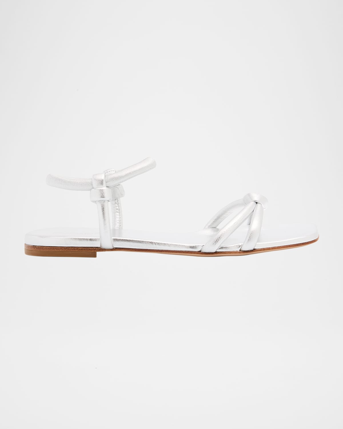 Gianvito Rossi Juno Nappa Leather Knotted Ankle-strap Sandals In Silver