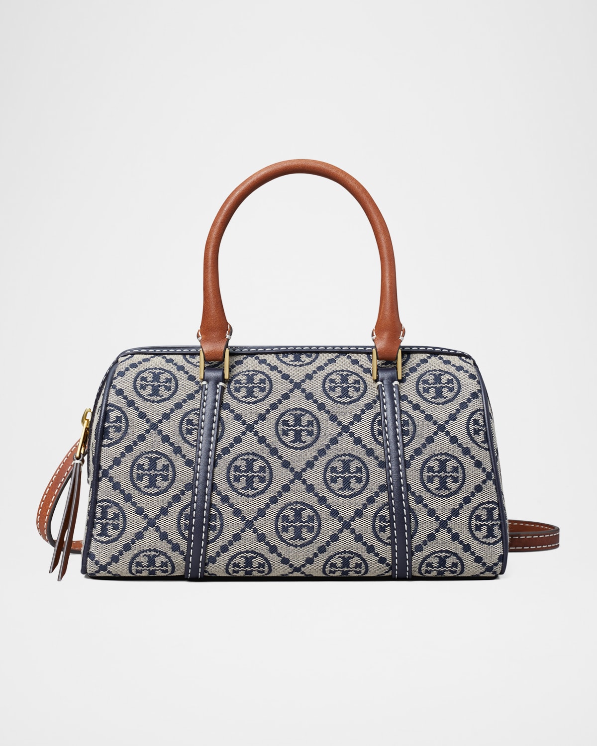 Tory Burch Mini T Monogram Barrel Top-handle Bag In Blue