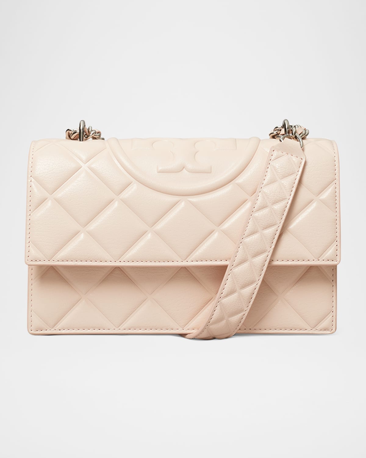 Tory Burch Fleming Small Convertible Leather Shoulder Bag In Pink