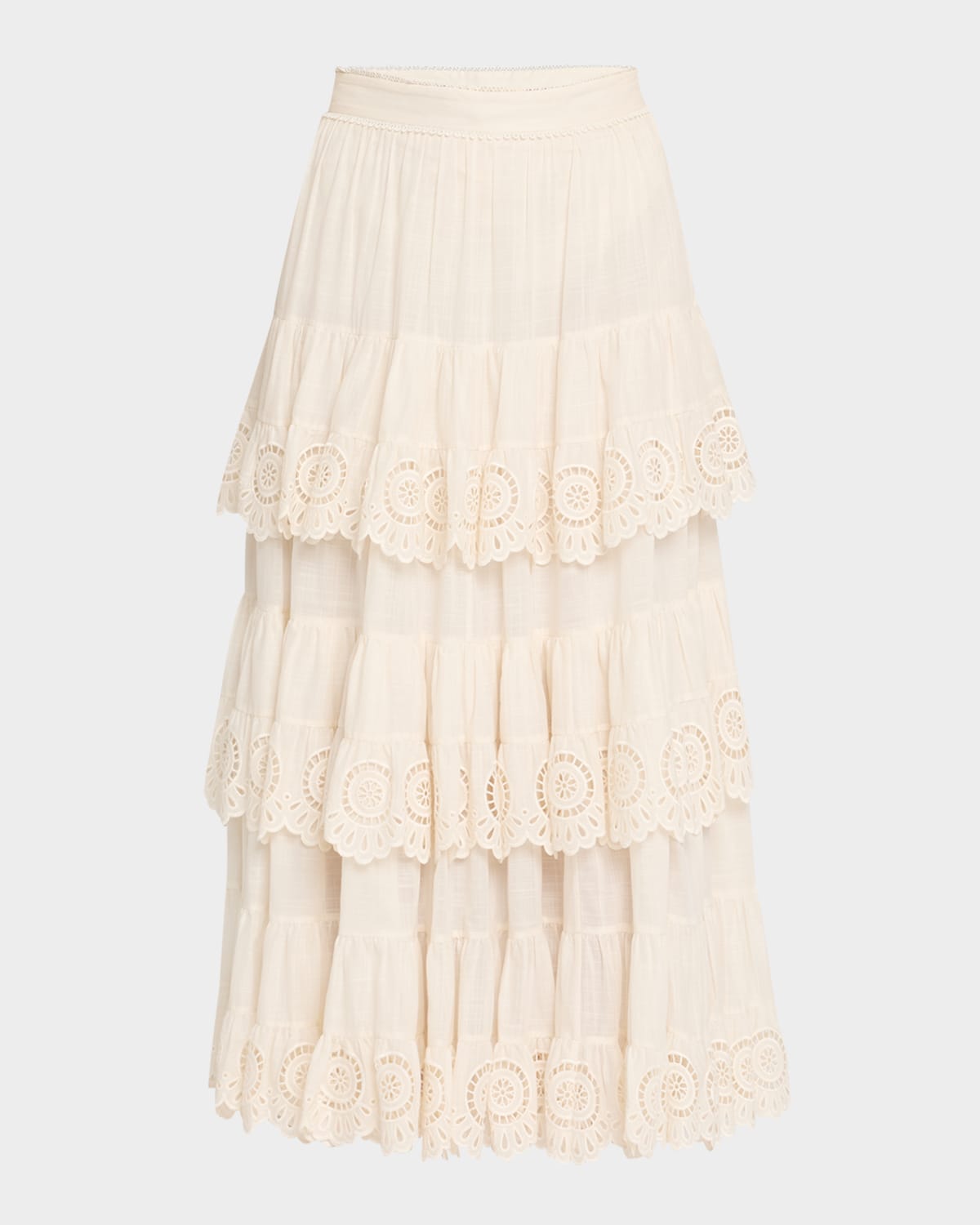 ZIMMERMANN LUCKY EMBROIDERED MIDI SKIRT 