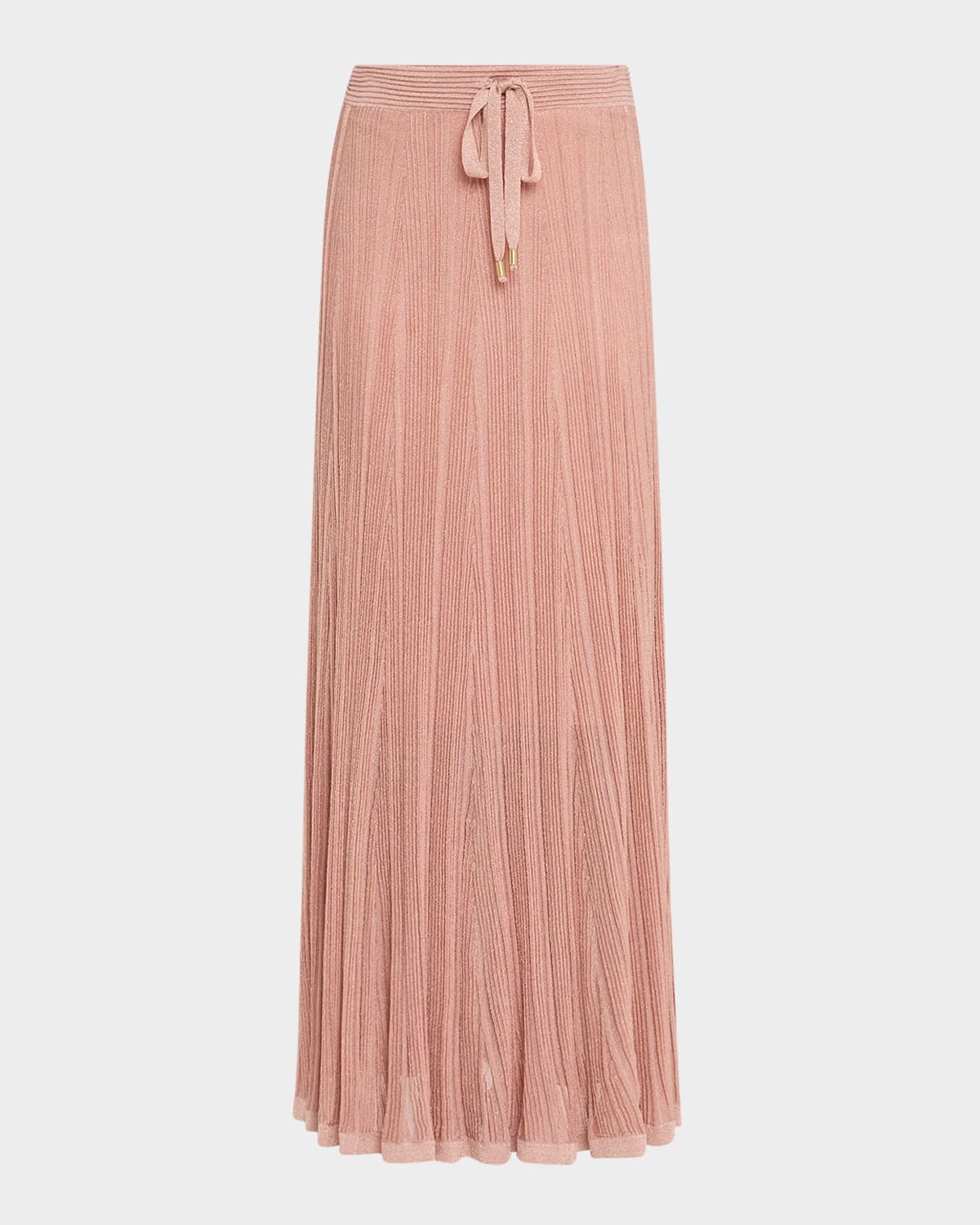 Zimmermann Lucky Metallic Rib Maxi Skirt In Metallic Pink