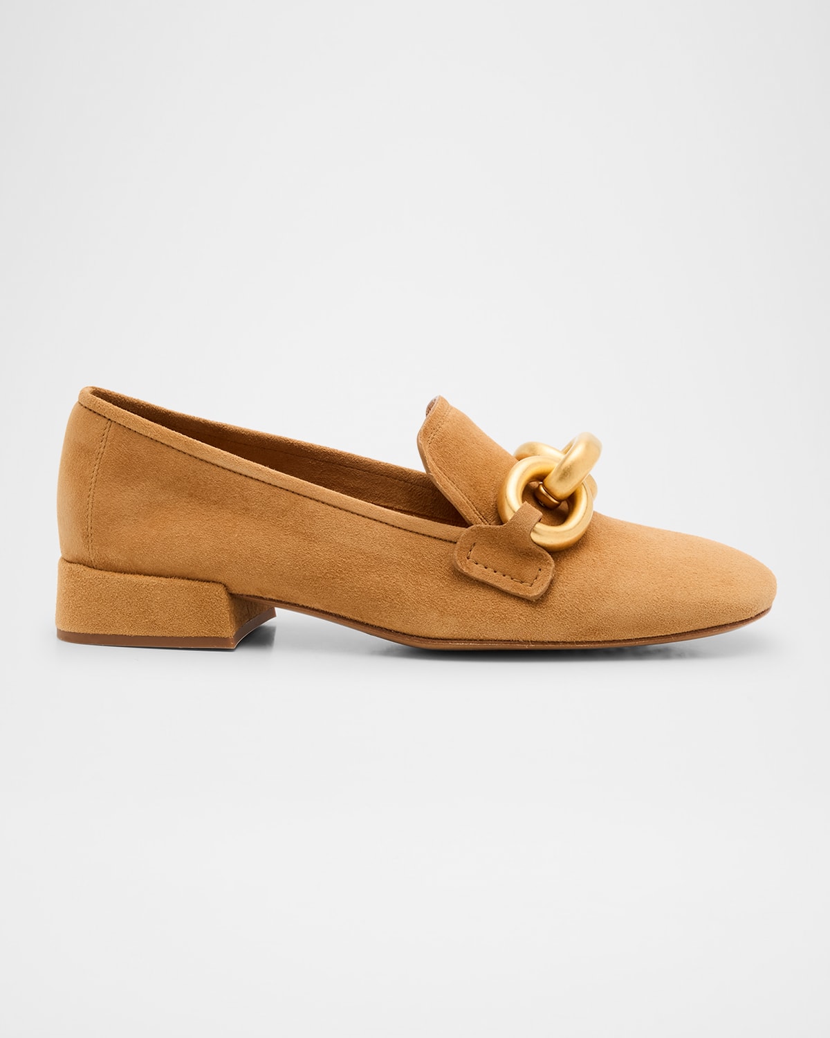 Pedro Garcia Gizi Chain Suede Moccasins Loafers In Gold