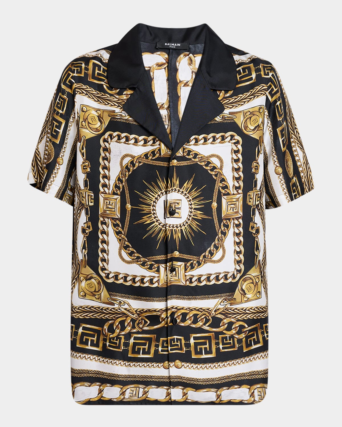 Balmain Men's Foulard Chaines Short-sleeve Pajama Shirt