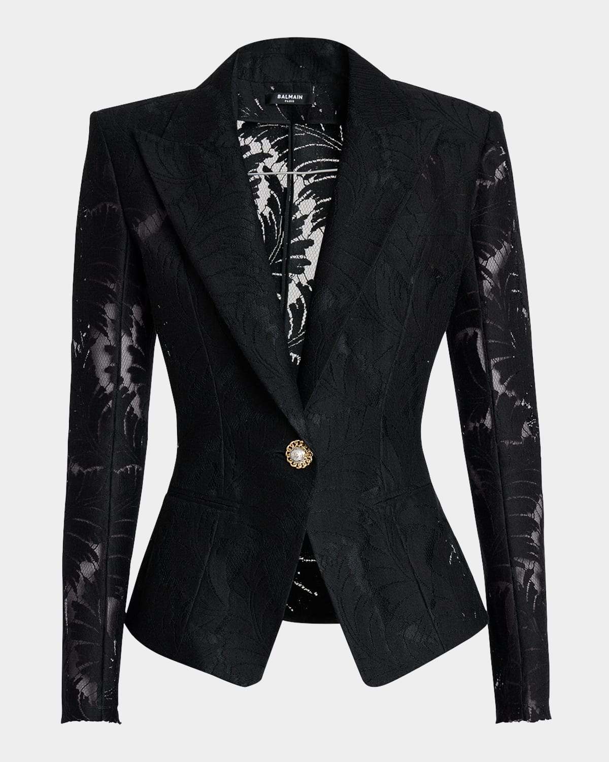 Balmain Single-breasted Fitted Lace Jacket