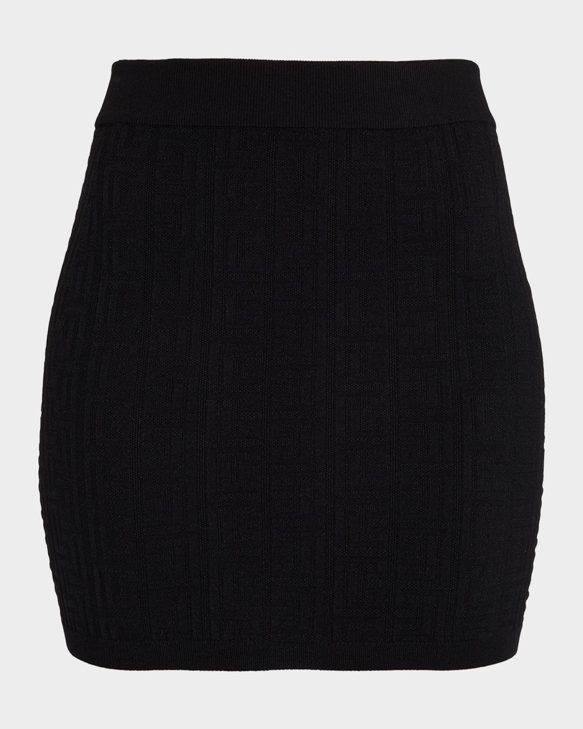 Balmain Monogram Knit Mini Pencil Skirt
