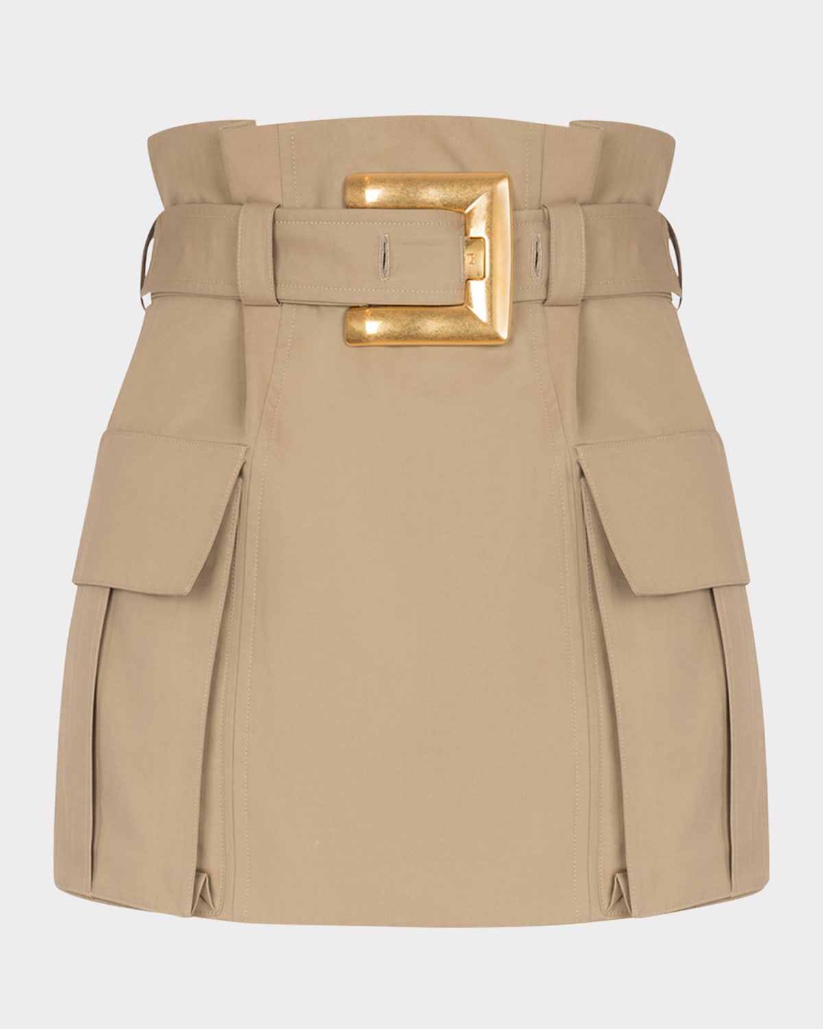 Belted Gabardine Mini Cargo Skirt