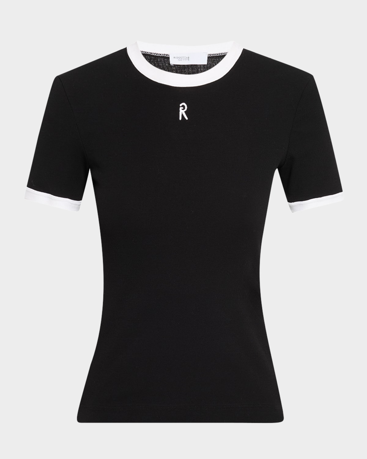 Rosetta Getty Contrast-trim Short-sleeve Slim T-shirt In Black