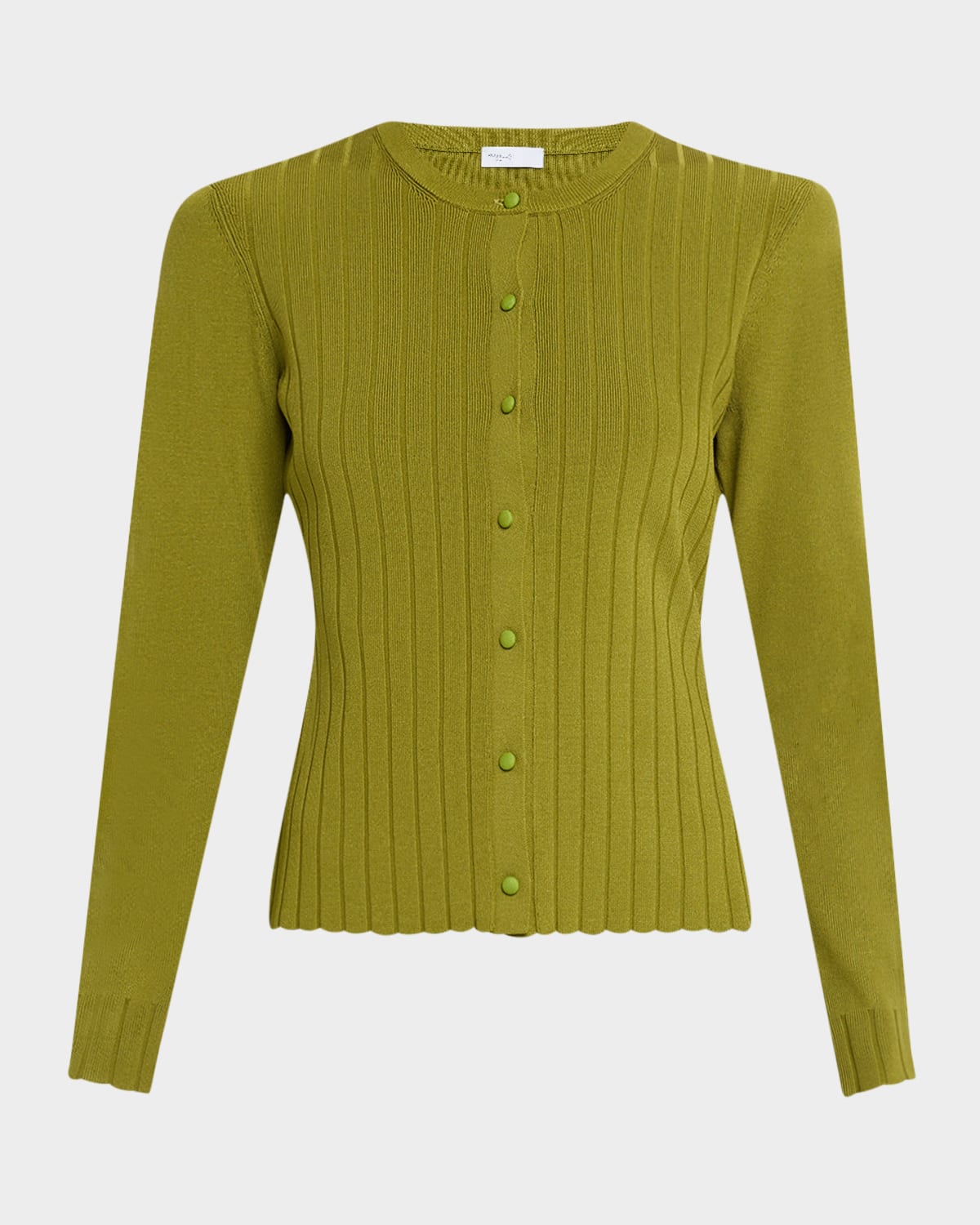 Rosetta Getty Rib Crewneck Cardigan In Green
