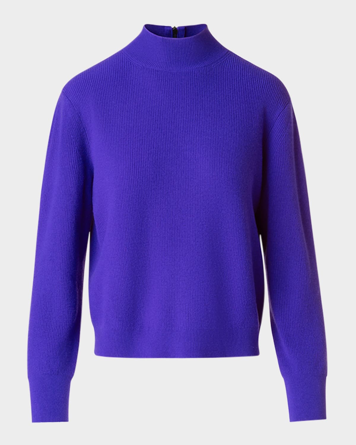 Akris Punto Mock-neck Cashwool Rib Sweater In Blue