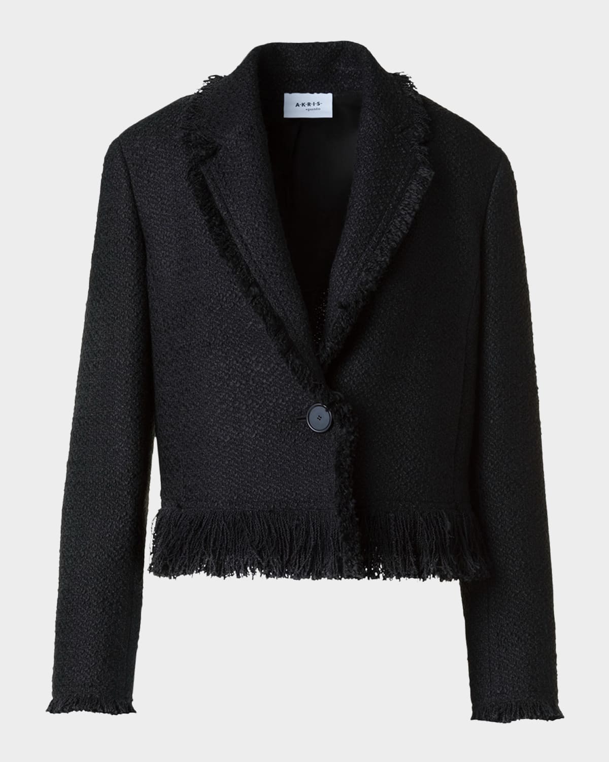 Akris Punto Fringed Boucle Tweed Crop Jacket In Black