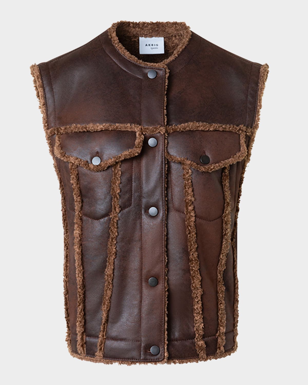 Akris Punto Faux Shearling Vest In Burgundy