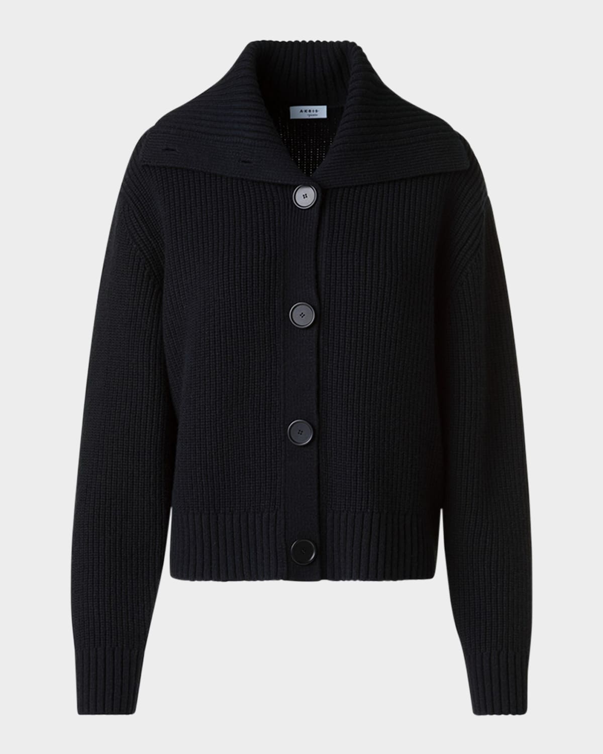 Akris Punto Cashmere-wool Chunky Knit Collared Boxy Cardigan In Black