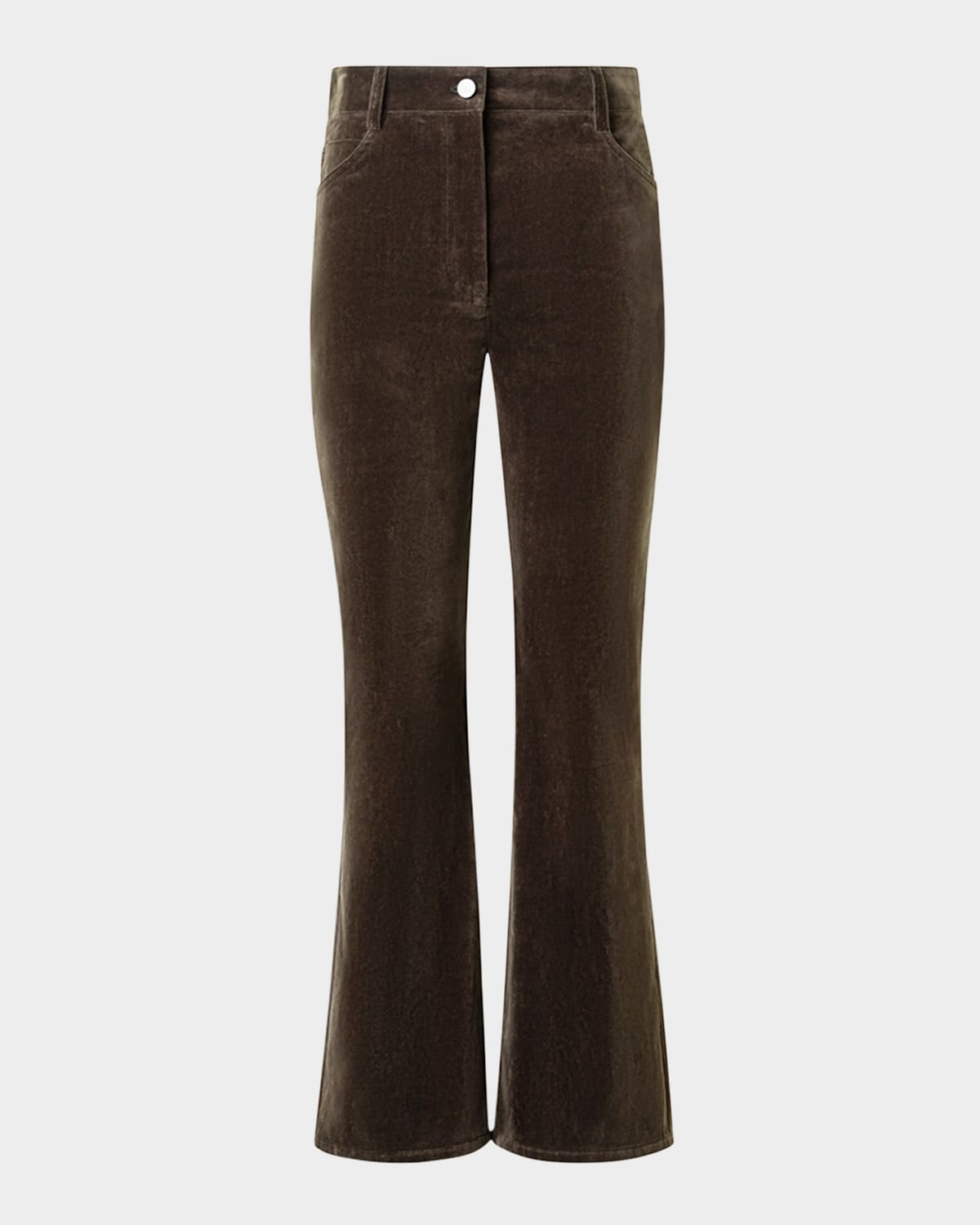 Akris Punto Cali Cropped Stretch Velvet Bootcut Pants In Brown