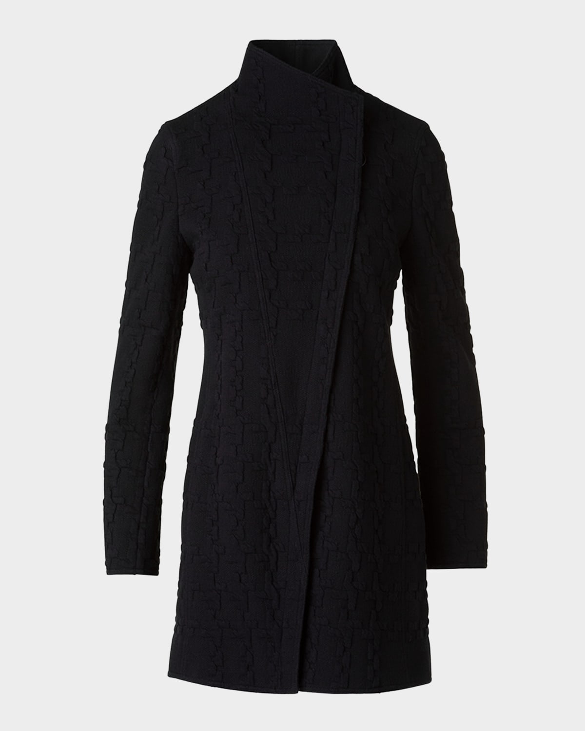 Akris Punto 3d Houndstooth Jersey Long Jacket In Black