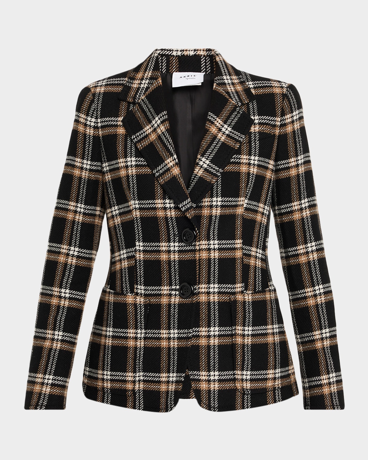 Akris Punto Wool Check Single-breasted Jacket In Black