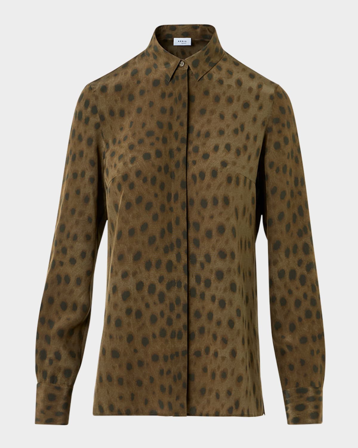 Akris Punto Leopard-print Silk Crepe De Chine Blouse