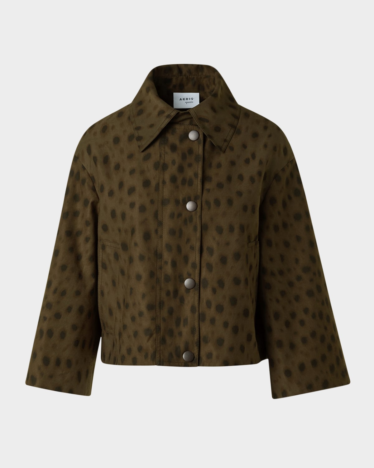 Akris Punto Leopard Brushed Techno Gabardine Short Parka Jacket