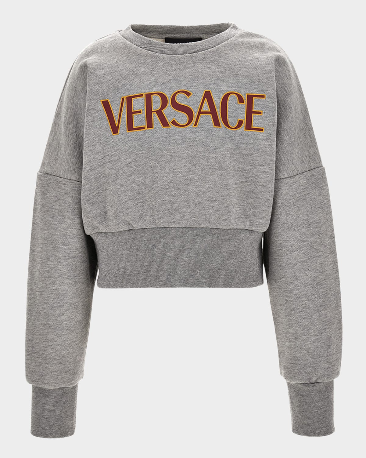 Versace Sweatshirt Melange Fleece  Logo Kids Print In Gray