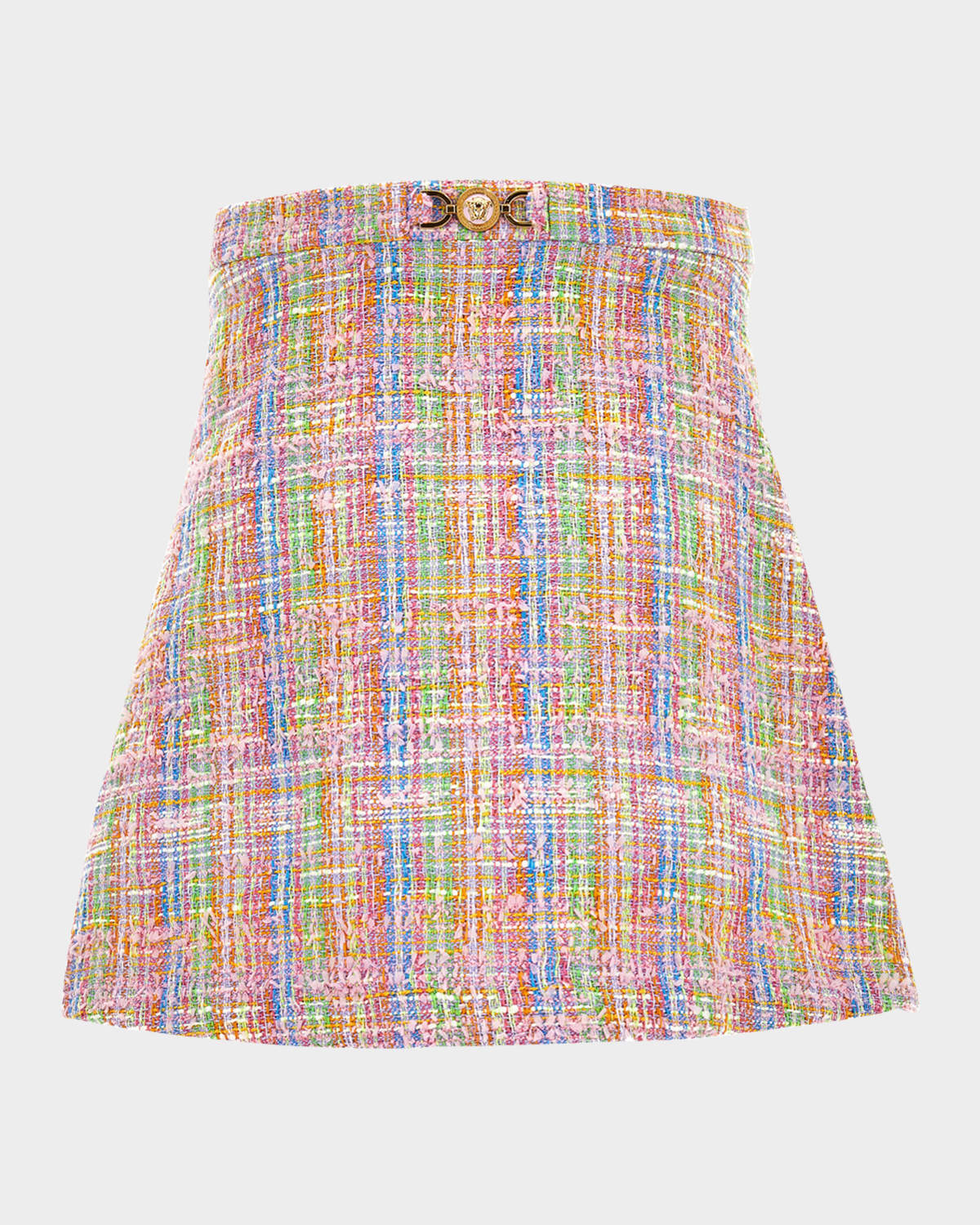 Versace Girl's Medusa Chain Tweed Mini Skirt