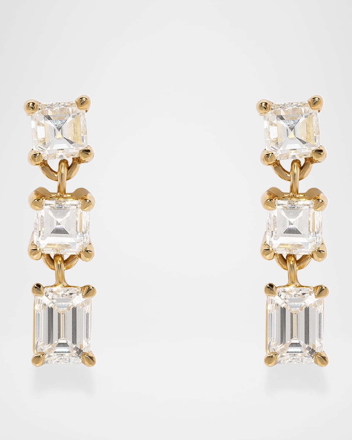 AZLEE 18K Yellow Gold Illusion Carre Diamond Earrings