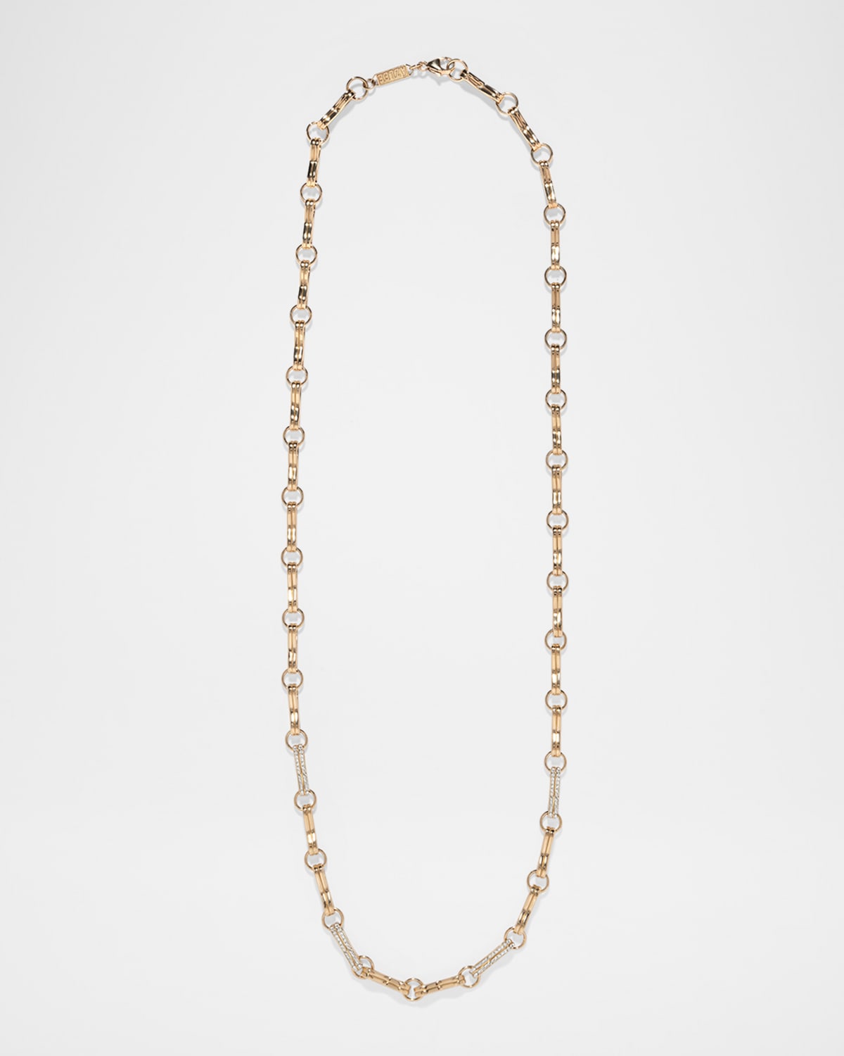 18K Yellow Gold Large Motif Double Link Chain Necklace with Diamonds, 16"L