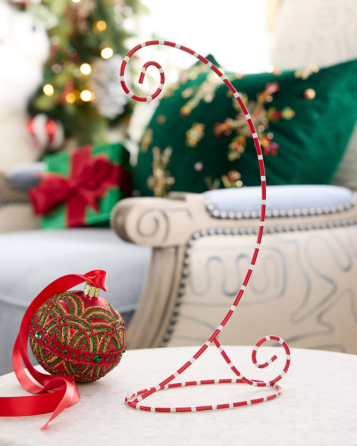 Coton Colors Large Ornament Stand, Red/white In Red
