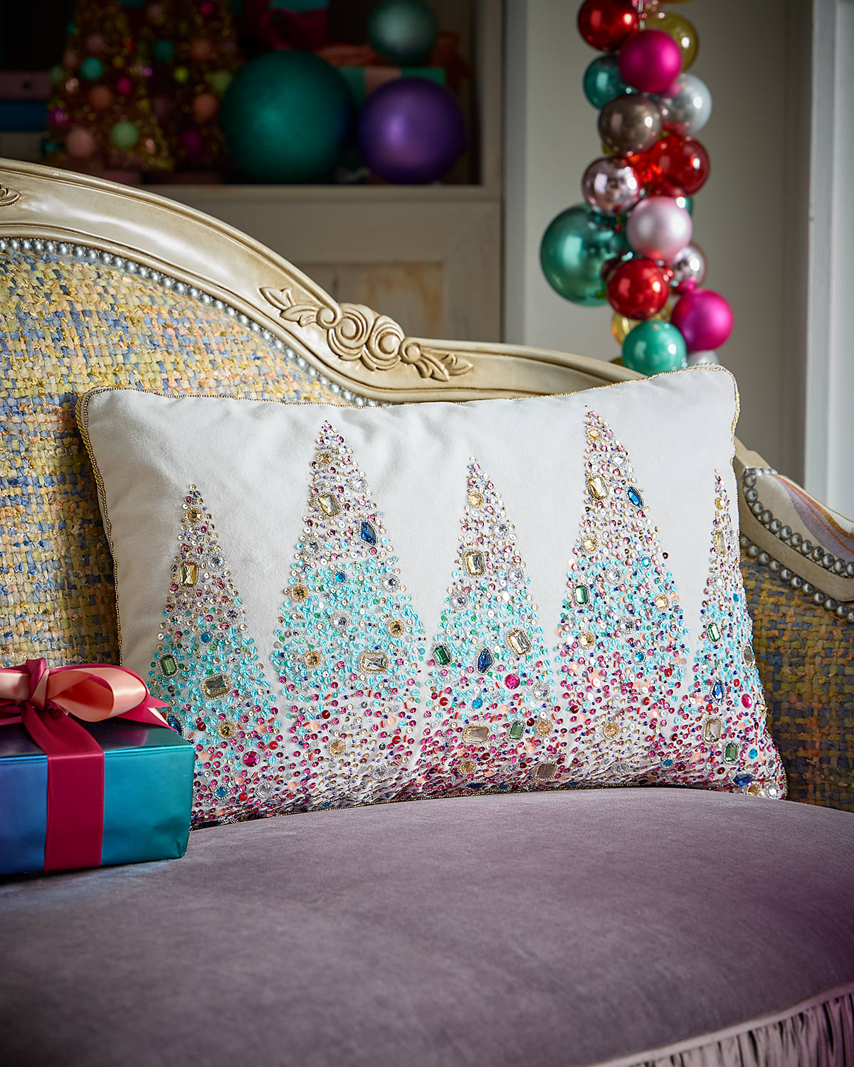 Kim Seybert Enchanted Holiday Pillow, 14" X 22" In Multi