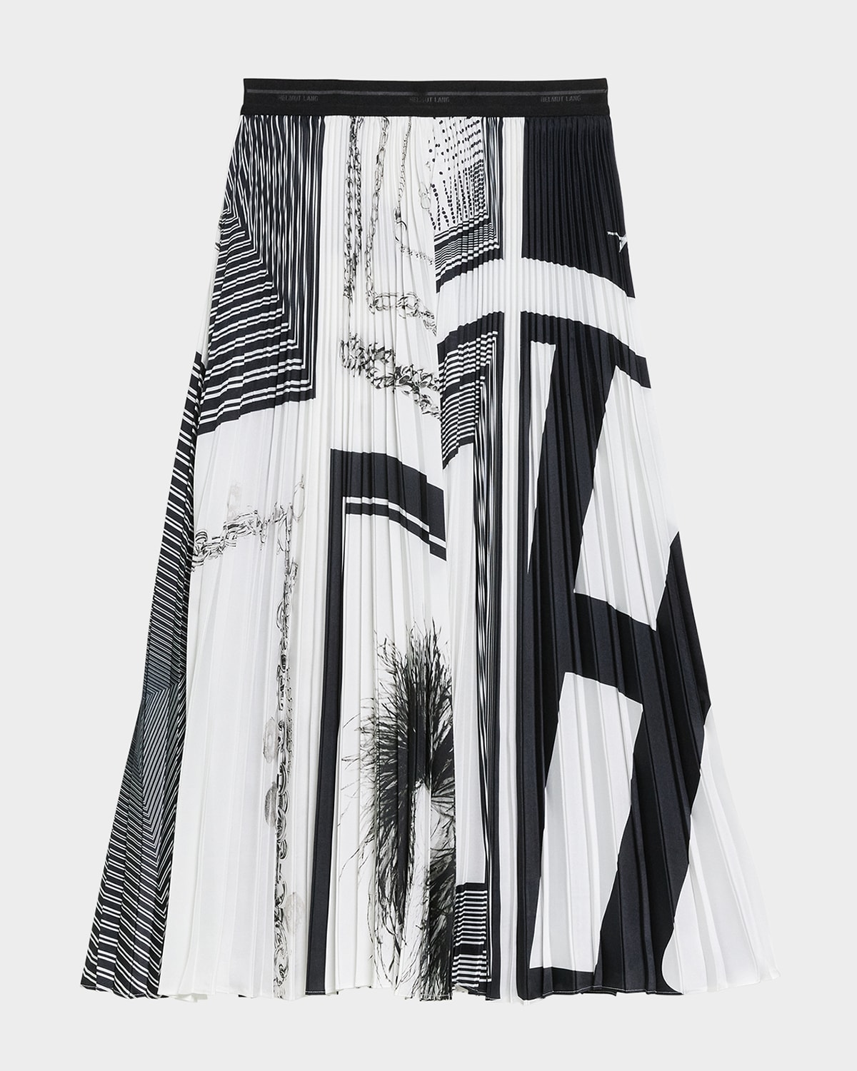 Helmut Lang Pleated Midi Skirt In Black