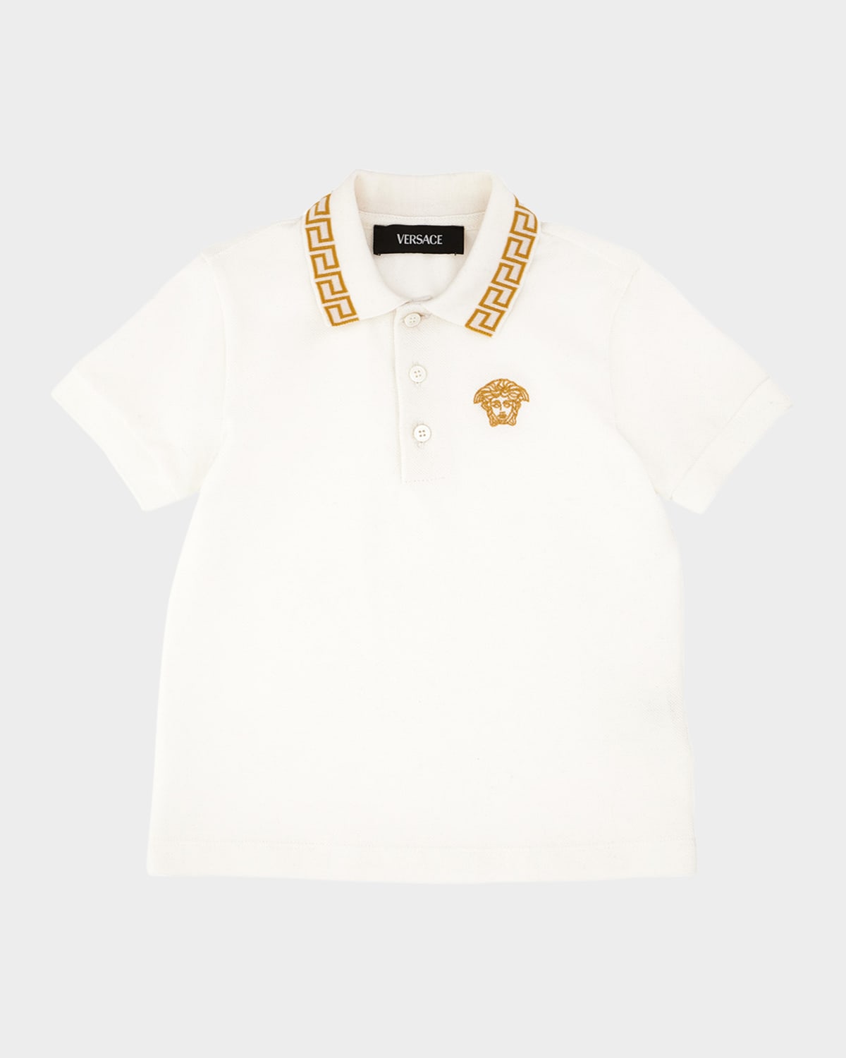 Versace Polo Piquet - Greca - Outline Medusa Embroidery In White