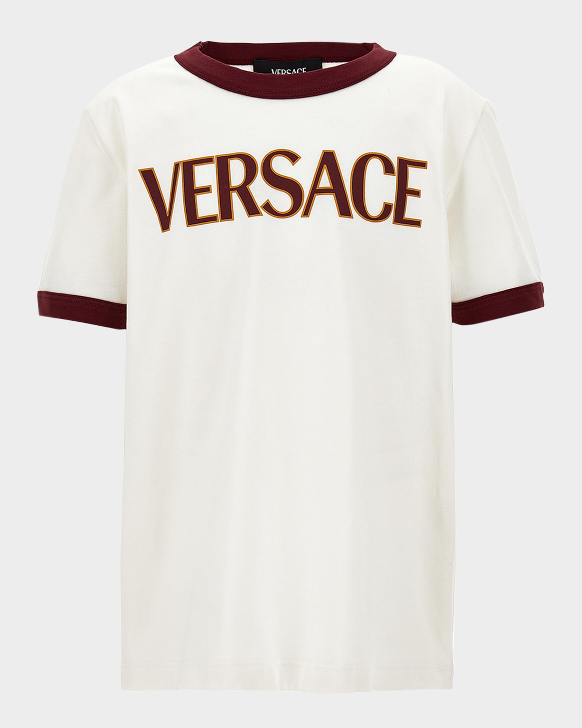 Versace Boy's Bicolor Logo-print T-shirt In White