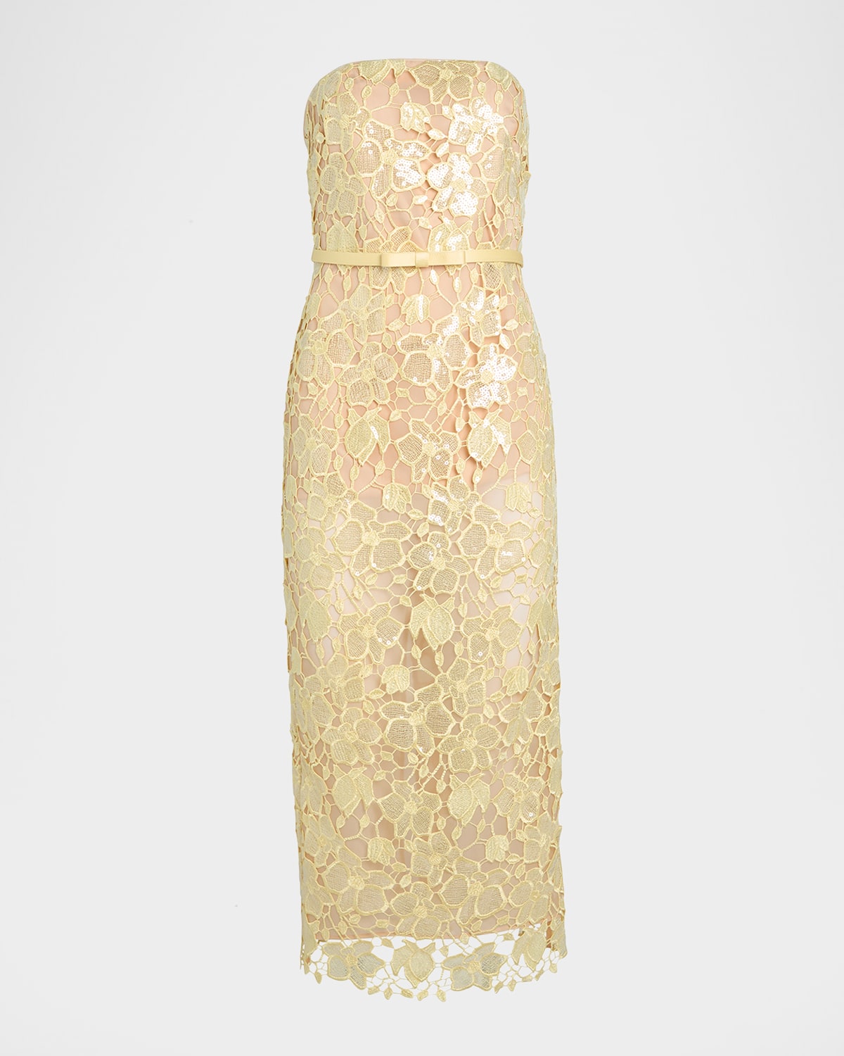 Retroféte Rowen Sequined Lace Midi Dress In Yuzu