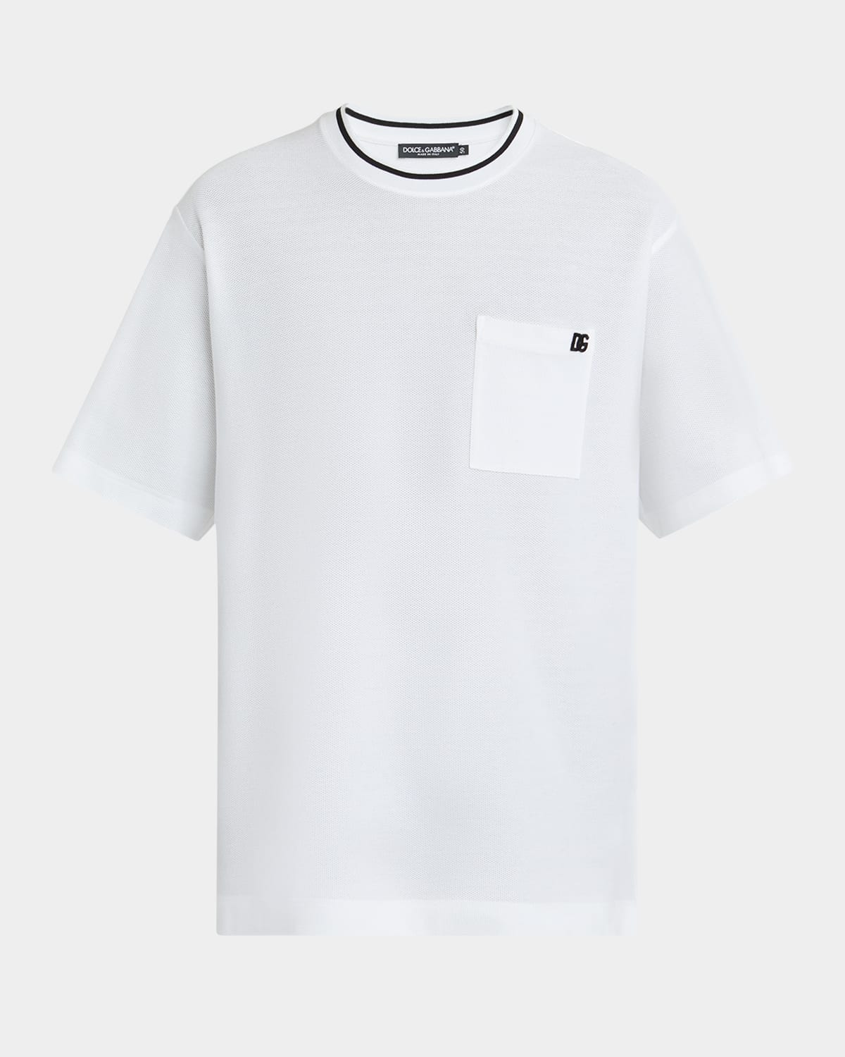Dolce & Gabbana White Crewneck T-shirt With Logo Embroidery On The Front In White