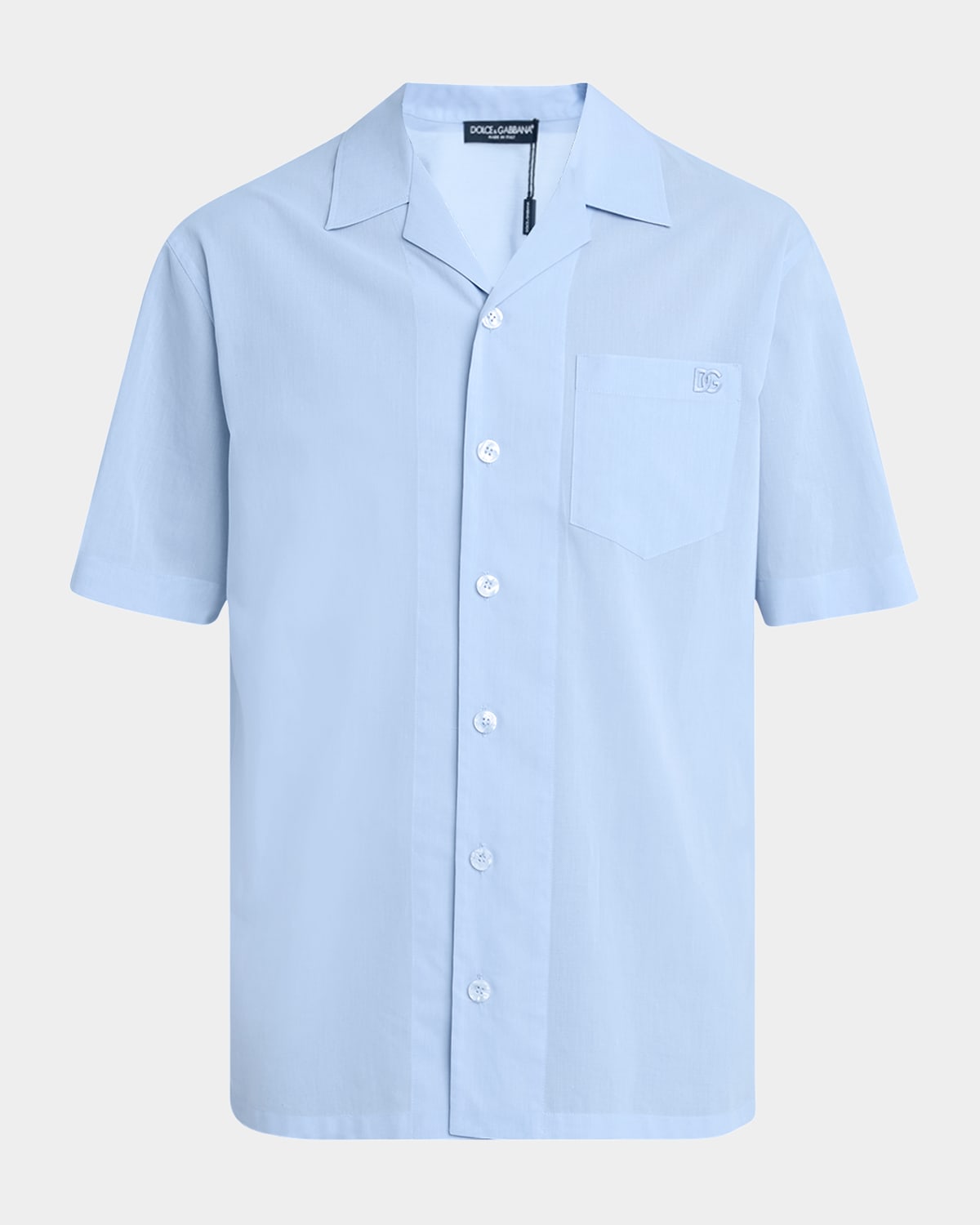 Dolce & Gabbana Dolce&gabbana Logo Embroidered Camp Shirt In Blue